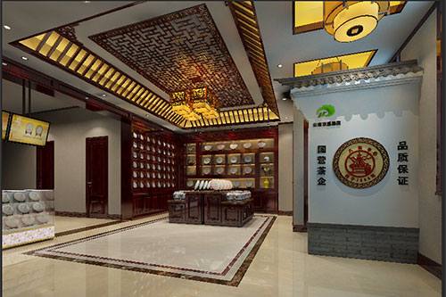 甘孜古朴典雅的中式茶叶店大堂设计效果图